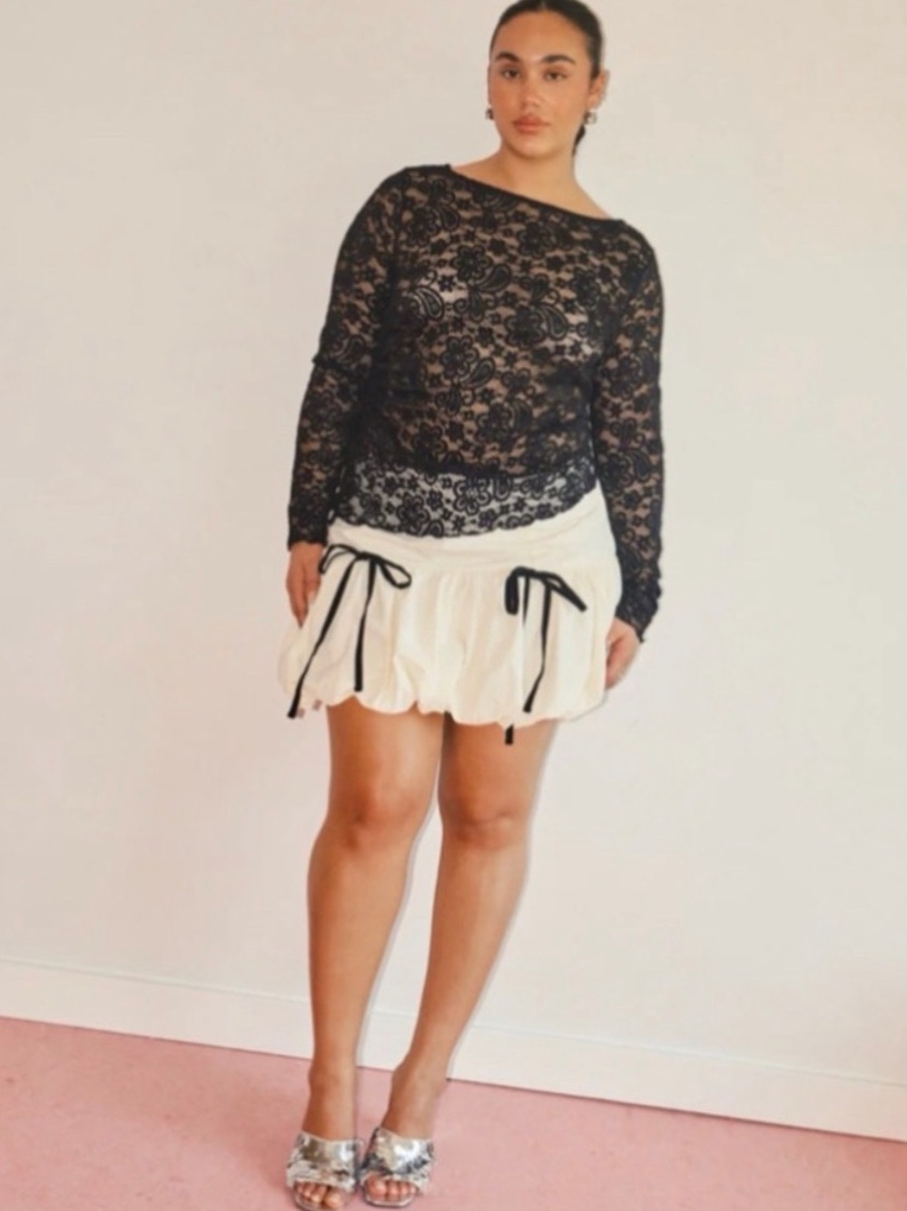 NWT Lisa Says Gah XL Scarlett Bubble hem ivory white mini skirt